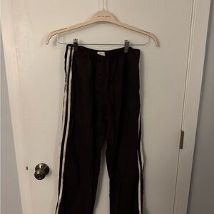 DONNI. Brown Linen pants with White Stripes